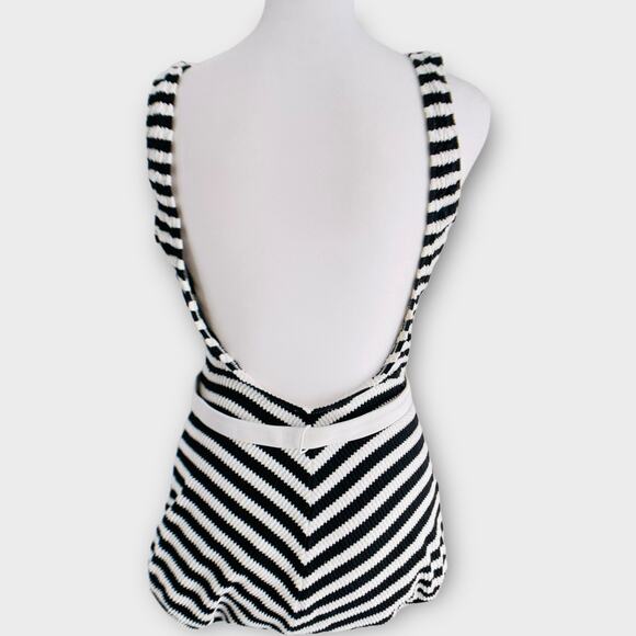 NWT Vintage 70s 80s Jantzen Striped Belted Retro Pinup Bodycon Swimsuit 16 USA - Picture 3 of 16
